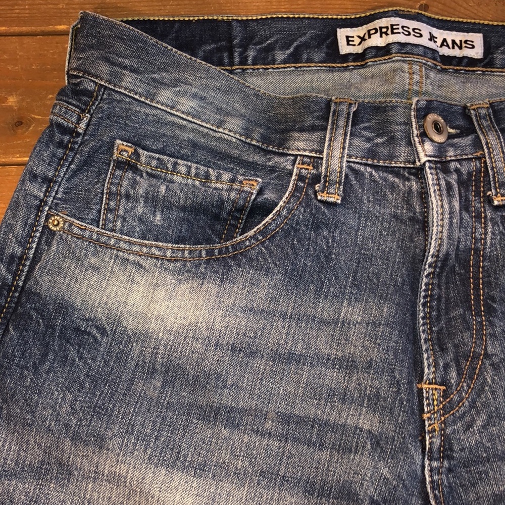 Express men’s jean shorts dark wash 30 - Picture 2 of 8